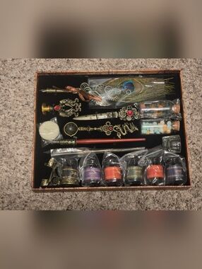 Steampunk Feather Quill Pen Set